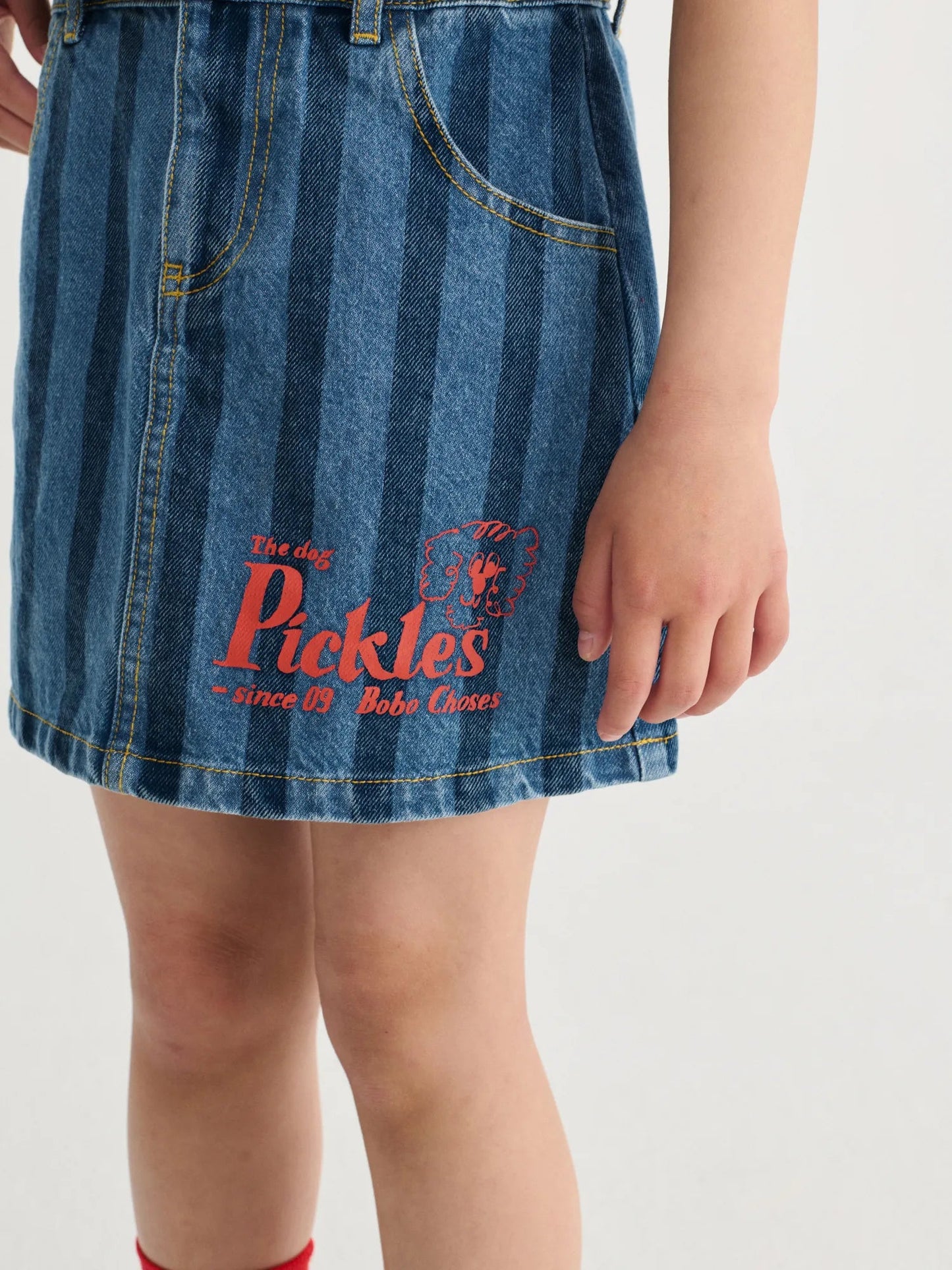 Pickles the dog striped denim skirt