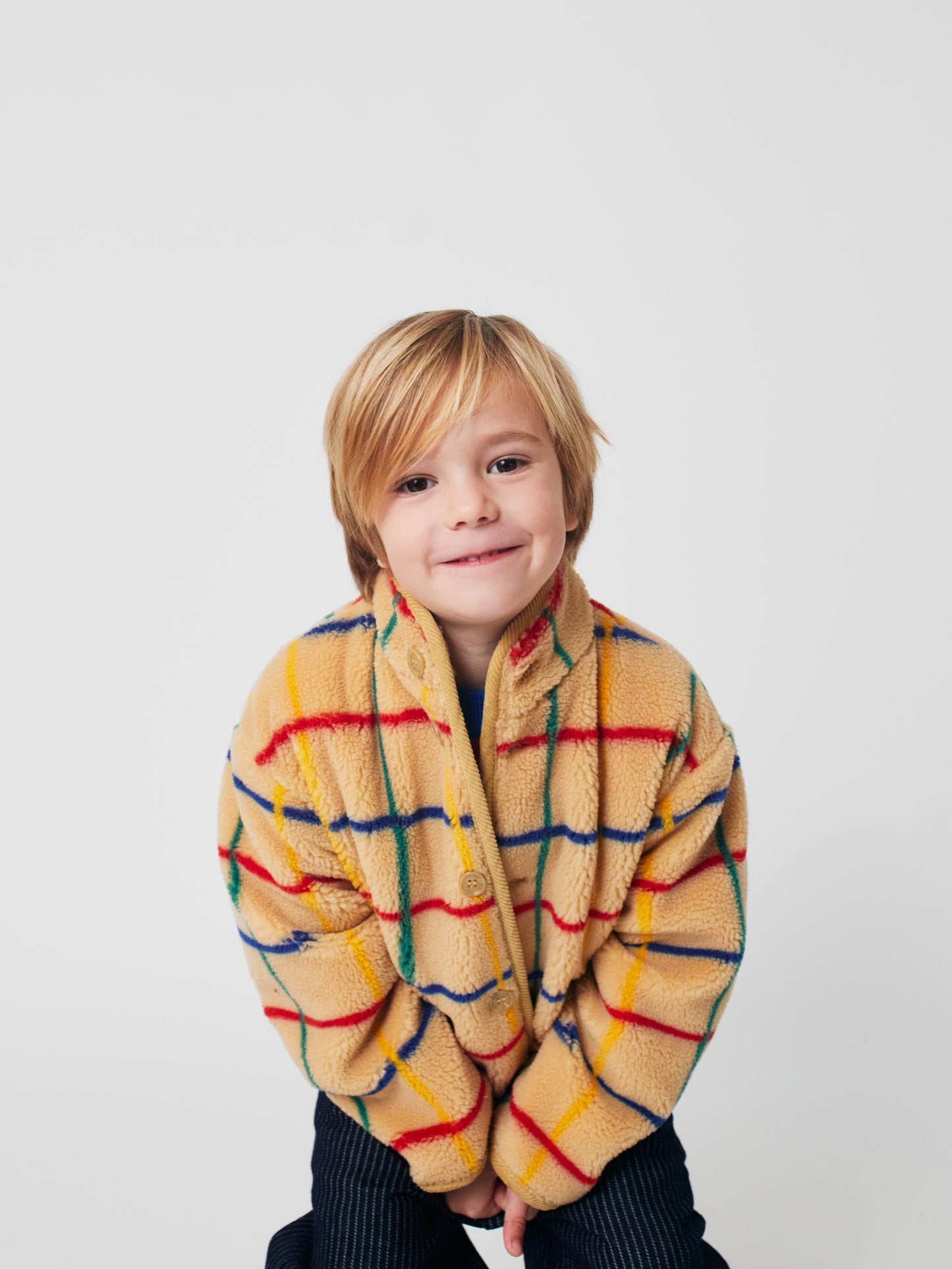 Color stripes sheepskin jacket