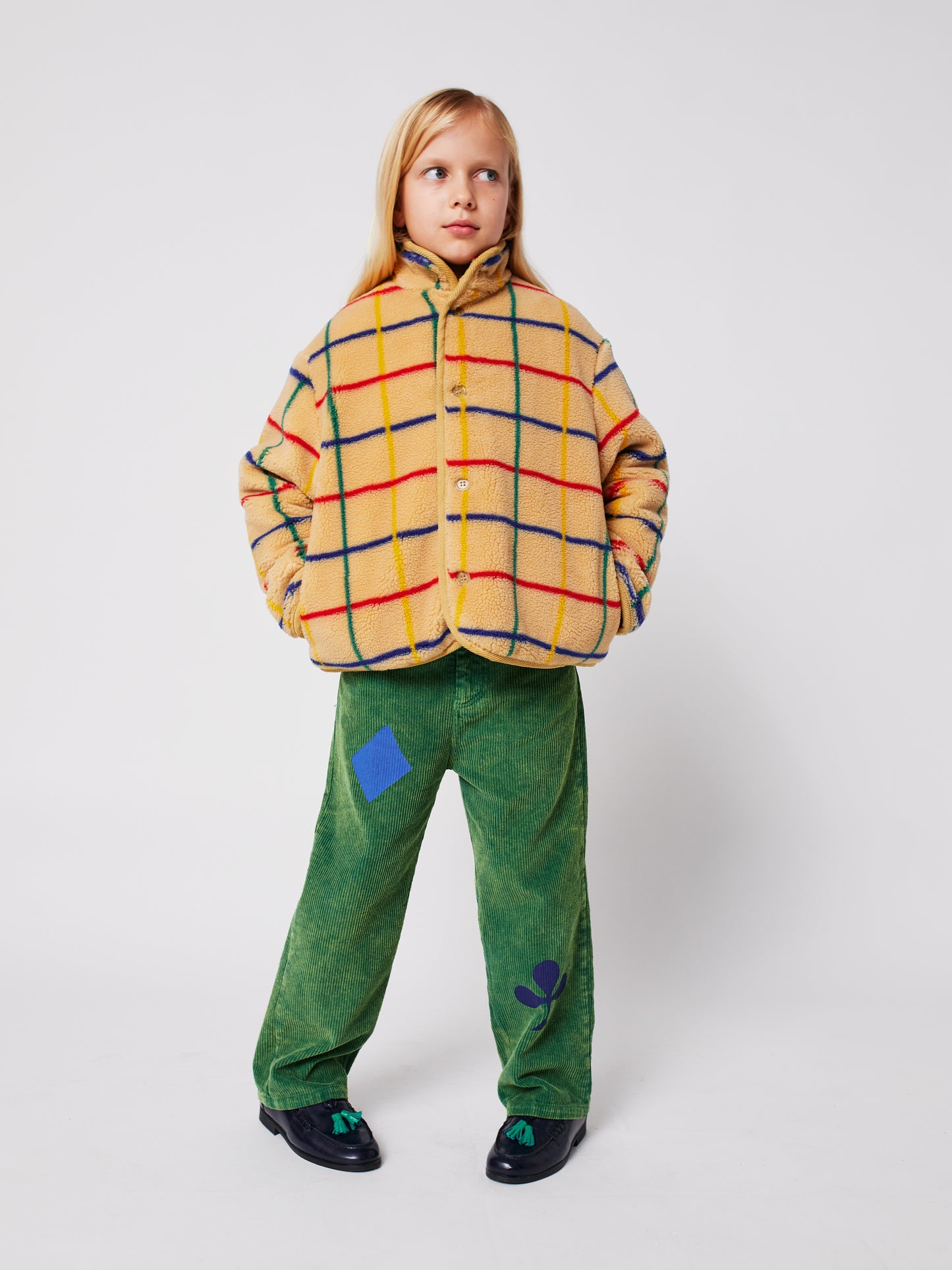 Color stripes sheepskin jacket