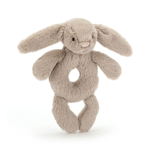 Bashful beige/blush bunny/dragon/bear ring rattle