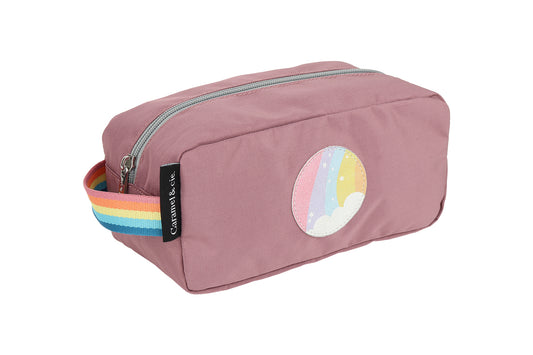 Trousse de toilette arc en ciel etoile/loup gris/grrr vert
