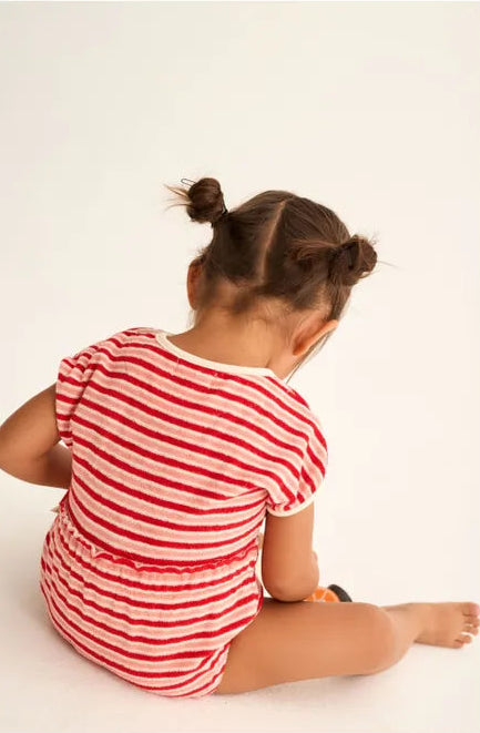 Gianna striped terry cloth romper