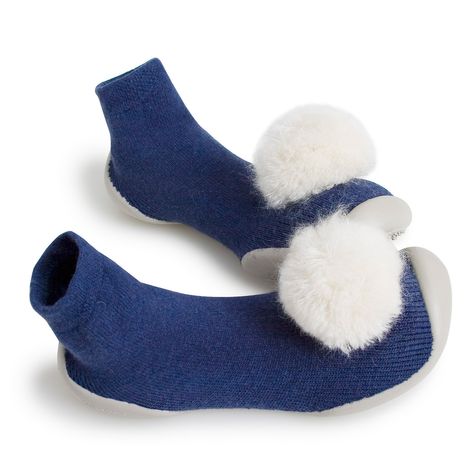 Pantoffel pompon/strik
