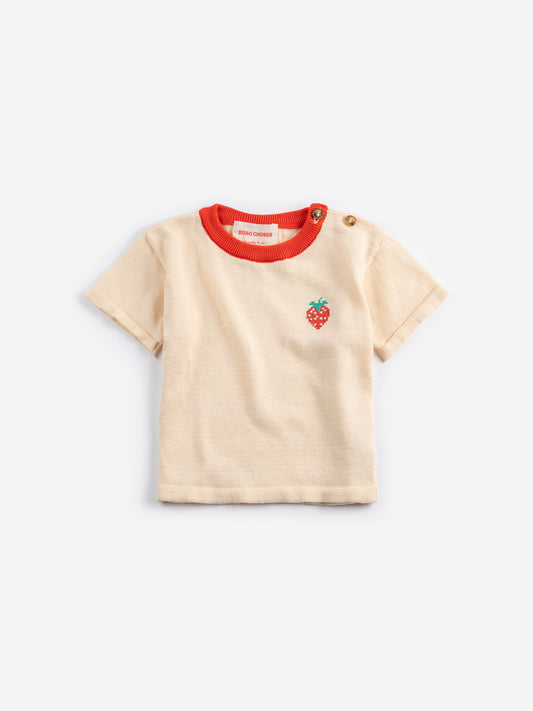 Pixel strawberry knitted t-shirt