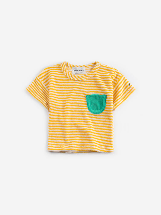Yellow/green stripes terry cloth t-shirt