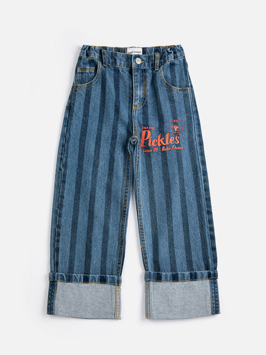 Pickles the dog striped denim pants