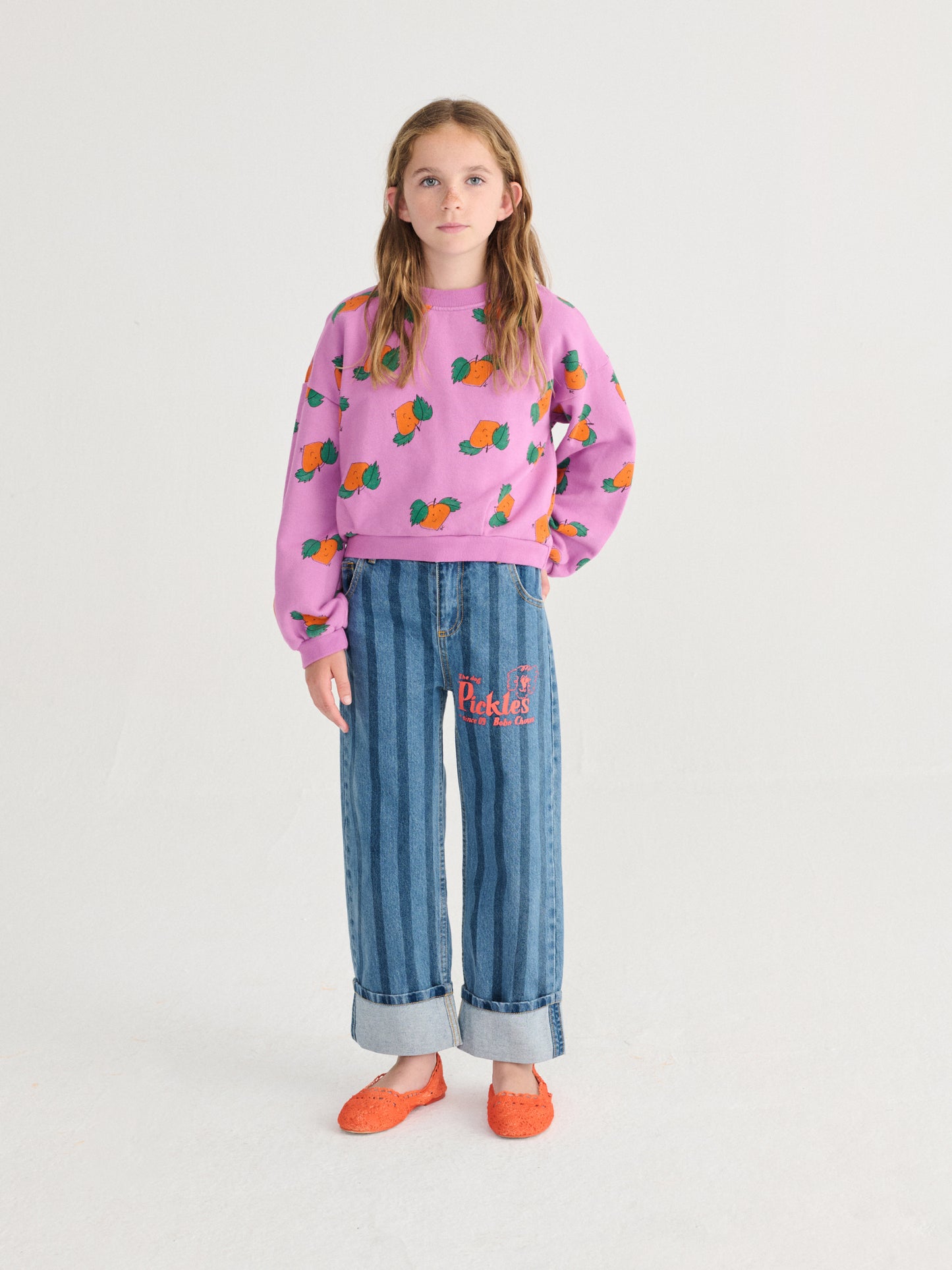 Pickles the dog striped denim pants