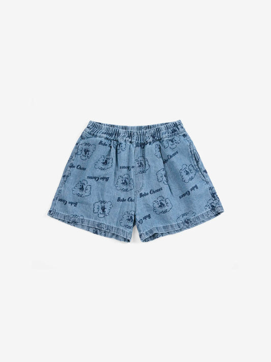Pickles the dog all over denim short