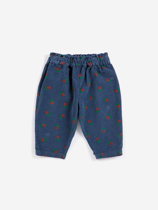 Stamp bloom all over corduroy pants