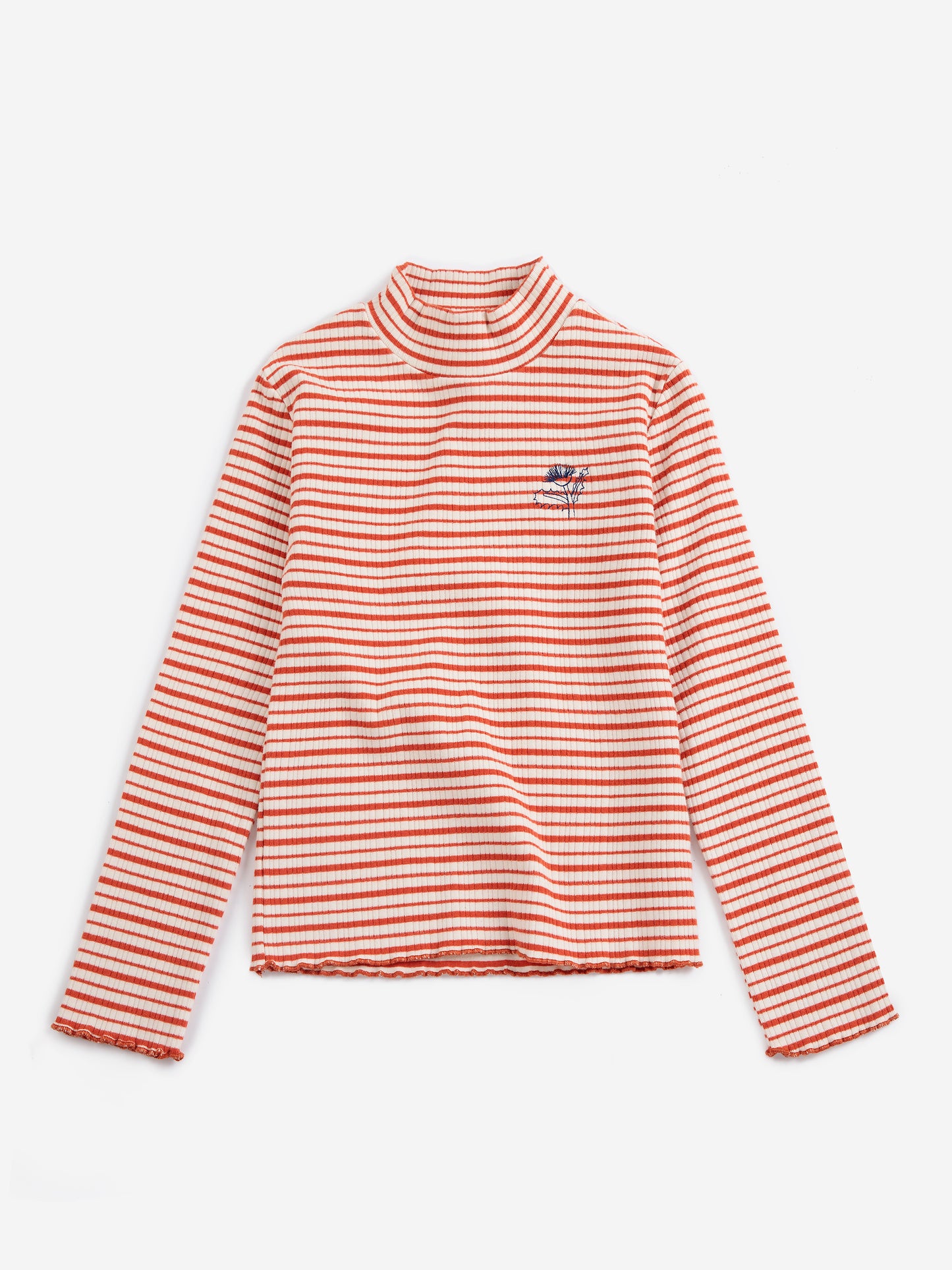 Energy flower stripes turtle neck t-shirt