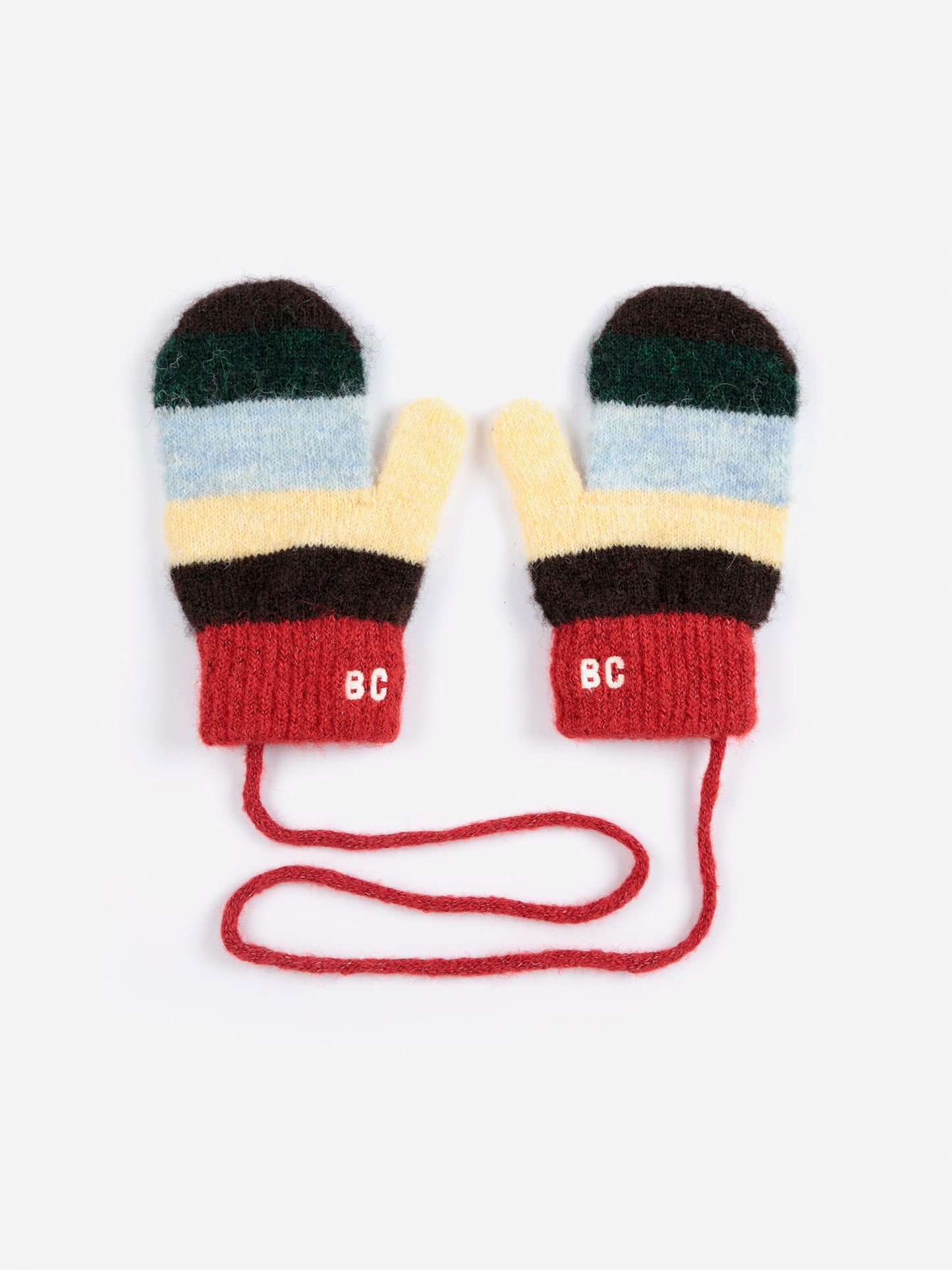 Striped knitted mittens