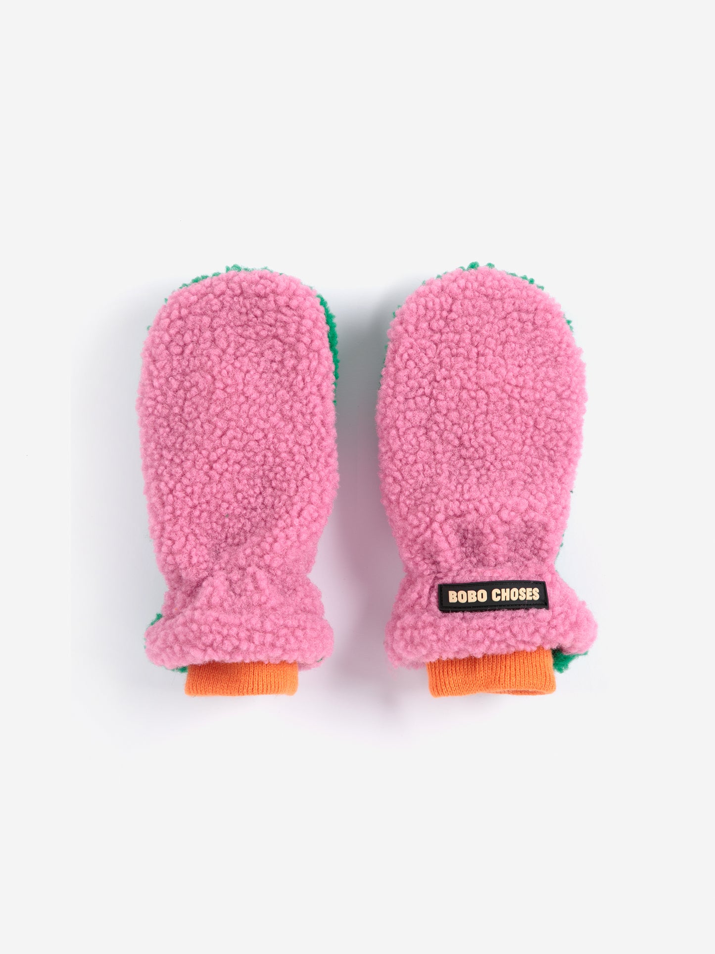 Color block sheepskin mittens