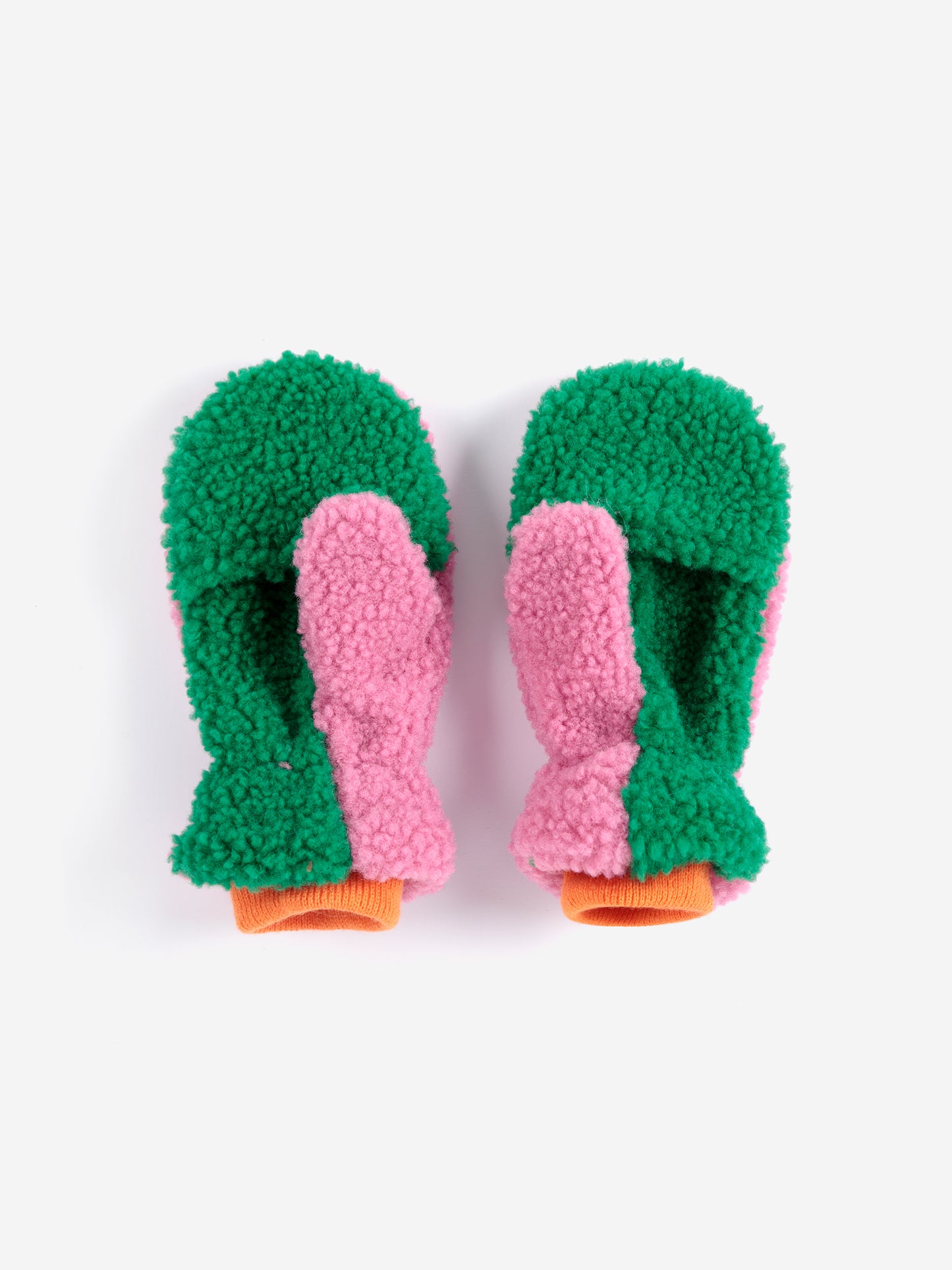 Color block sheepskin mittens